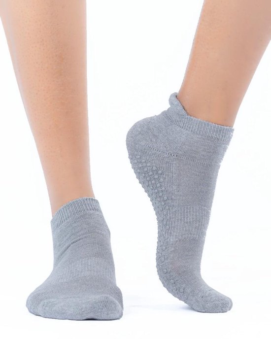 Topsocks yoga sokken met badstof zool en ati-slip nopjes kleur: grijs maat: 35-40 van Merkloos