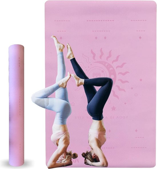 TPE Twin Yogamat Extreme Antislip Grip Fitness - Oefening Mat 6 mm Antislip Eco Friendly met Travel Strap van Avento