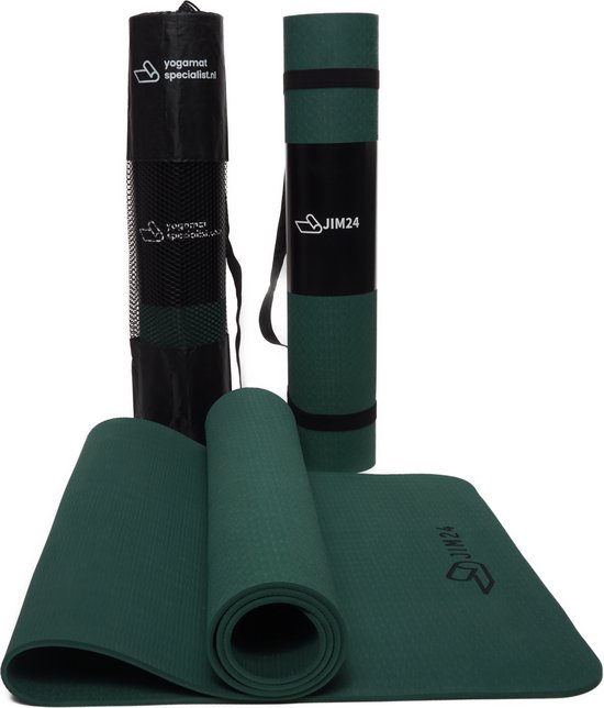 TPE Yoga Mat Olijfgroen – Fitness Mat – Sport Mat – Yoga Mat Anti Slip – Yoga Mat Extra Dik – Duurzaam TPE – Inclusief Draagtas van T