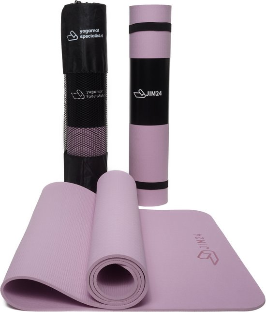 TPE Yoga Mat Paars – Fitness Mat – Sport Mat – Yoga Mat Anti Slip – Yoga Mat Extra Dik – Duurzaam TPE – Inclusief Draagtas van Pure Power Fitness