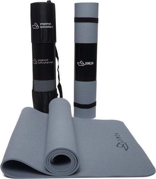TPE Yoga Mat Zachtblauw – Fitness Mat – Sport Mat – Yoga Mat Anti Slip – Yoga Mat Extra Dik – Duurzaam TPE – Inclusief Draagtas van T
