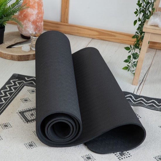 TPE Yogamat 6mm zwart 183x61cm van Pure2Improve