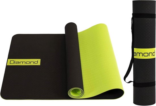 TPE Yogamat Antislip - 183x61 cm - Tweekleurig - Milieuvriendelijk - Met Draagriem