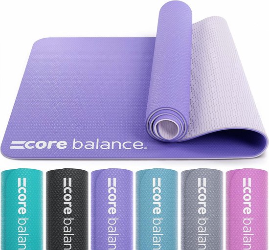 TPE yogamat & draagband, gemaakt van 6 mm dik schuim, antislip en scheurbestendig, milieuvriendelijk materiaal, ideaal voor pilates, geurloze fitnessmat, 183 cm x 65 cm x 6 mm, 6 verschillende kleuren van Merkloos