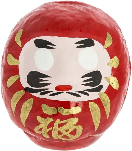 Traditionele Daruma Geluksbrenger - Medium, Rood, 6,5 cm - Papier-maché