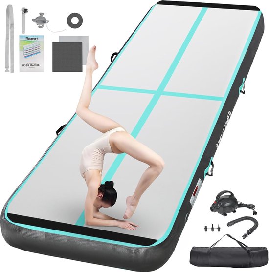 Traininggymnastiekmat 10/20 cm dik - Opblaasbare AirTrack mat voor diverse sporten - Inclusief luchtbaanset