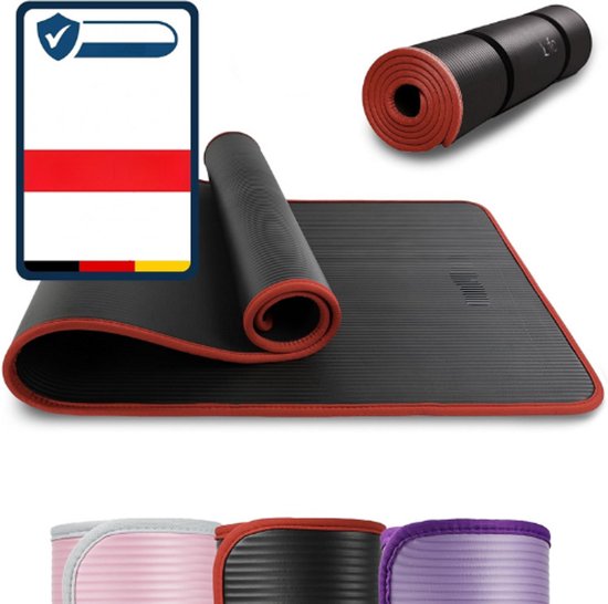 Trainingsmat - Fitnessmat - Sportmat 183 x 61 x 1 Cm - Extra Scheurvast - Antislip Yogamat - Dikke Workout Mat Voor Thuis & Sportschool