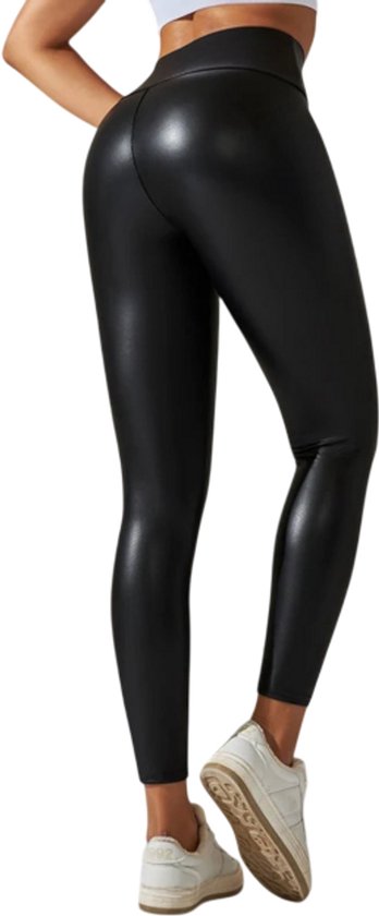 Trendy Oversized Dameslegging Maat L - Strakke PU Leren Broek met Hoge Taille & Kleurrijke Yoga Legging voor Dames - Comfortabele Sportlegging, Mode Legging, Skinny Broek van Merkloos