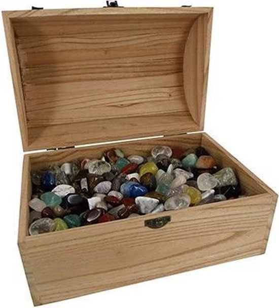 Trommelstenenmix in schatkist 5 kg. - bonte kleuren van T