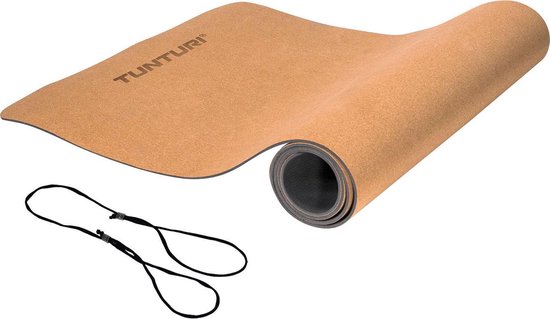 Tunturi Yoga Mat - Yoga Mat Kurk - TPE - 183cm - Anti-Slip - Incl. gratis fitness app van Tunturi
