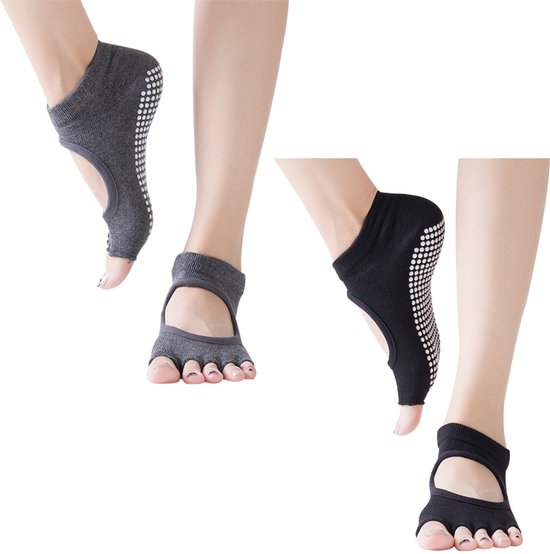 TuseRxln Yoga & Pilates sokken - Sportsokken - anti slip dichte tenen - 2 stukken - voor Pilates, Yoga en Piloxing van Merkloos