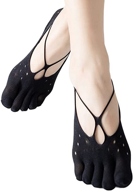 TuseRxln Yoga & Pilates sokken - Sportsokken - anti slip, dichte tenen - 3 paar - voor yoga, pilates, Piloxing van Merkloos