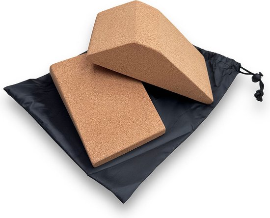 Two-Sided Cork Wedges | Kurken Squat blokken | Perfect voor Knees Over Toes & Diepe Squat Training | Non-Slip Slant Board | Deadlift Wedge & Kuitspierstretcher | Kneesovertoes Knietraining | Revalidatie, knie & been gezondheid van Kneesovertoes 