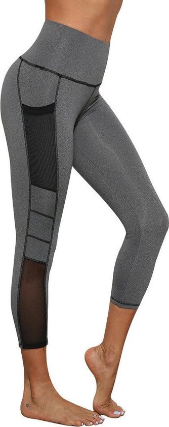 Ultimate Fit - Fitnesslegging -  in grijs met een hoge taille en zwarte stiksels en accenten- S van Ultimate