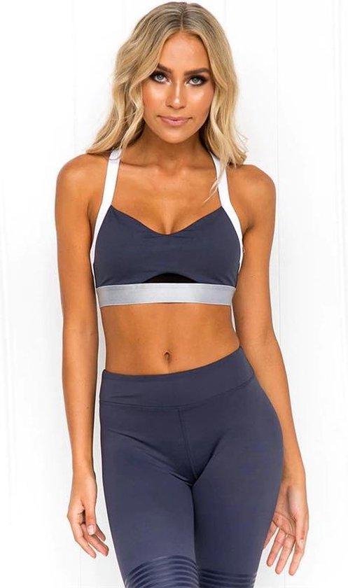 Ultimate Fit Fitnesslegging - Sport Legging in blauw met wit, zilver design van Ultimate