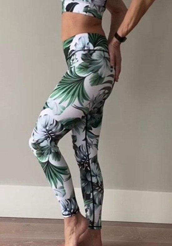 Ultimate Fit Fitnesslegging - sportlegging in tropische bloemen/blad print design - S van Ultimate