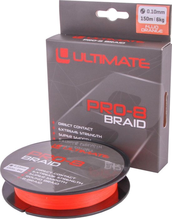 Ultimate Pro-8 Braid 0.25mm 16kg 150m Fluo Orange | Gevlochten lijn van Ultimate