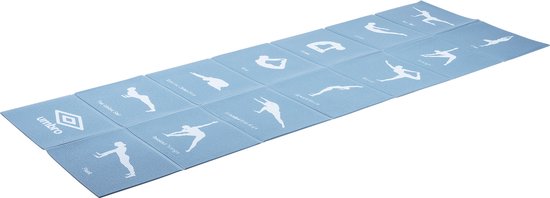 Umbro Opvouwbare Yogamat - 174 x 62 CM - Anti-Slip - 0.5 CM Dik - 13 Oefeningen in Print - Blauw van Umbro