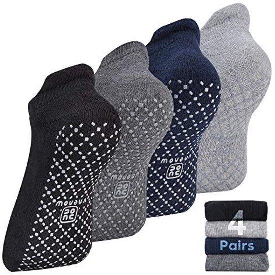 Unisex Non-Slip Grip Socks with Cushion for Yoga, Pilates, Barre, Home and Hospital