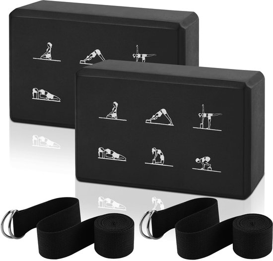 Unyqoos® Complete Yoga Set met Blokken en Band voor Verbeterde Flexibiliteit en Balans