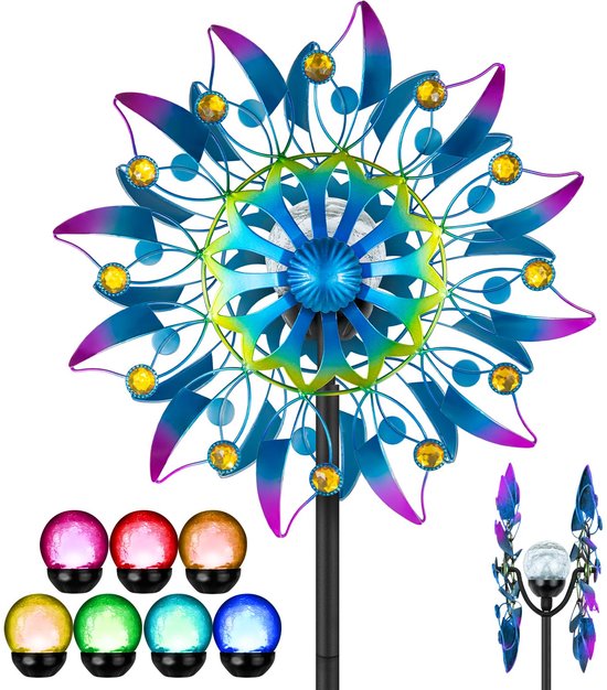 Unyqoos® Decoratieve windmolen met zonne-energie voor sfeervolle tuinverlichting van Unyqoos