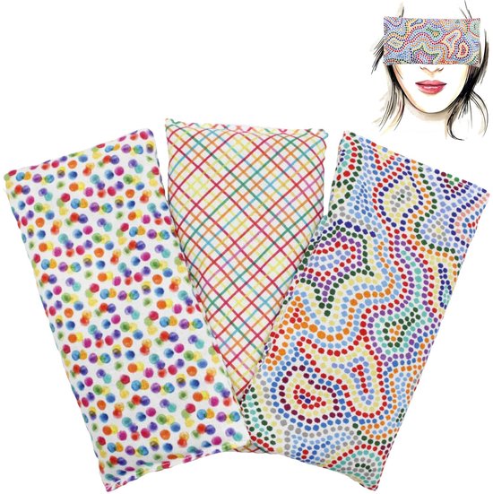 Unyqoos® Set van drie ontspannende oogkussens met lavendel en rijst voor meditatie