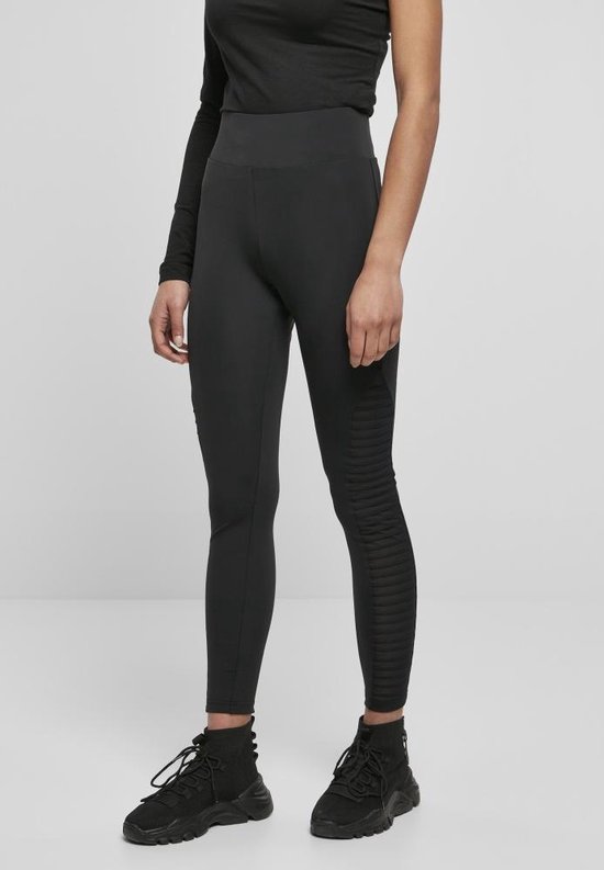 Urban Classics - Highwaist Biker Tech Sportlegging - S - Zwart van Merkloos