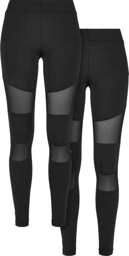 Urban Classics - Ladies Tech Mesh 2-pack Sportlegging - 5XL - Zwart van Urban Classics