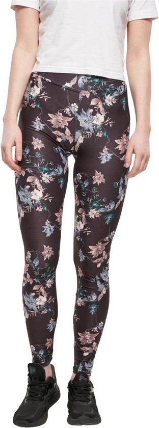 Urban Classics - Soft AOP softflower Sportlegging - XS - Zwart van Urban Classics