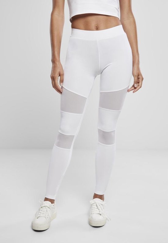 Urban Classics - Tech Mesh Sportlegging - L - Wit van Urban Classics