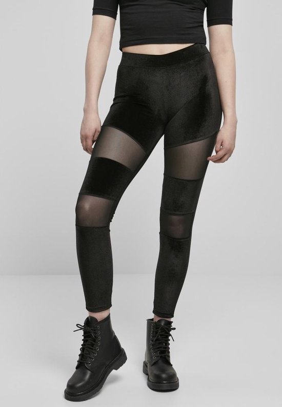 Urban Classics - Velvet Tech Mesh Sportlegging - S - Zwart van Urban Classics