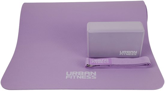 Urban Fitness yoga set paars - complete yogakit met mat en brick.