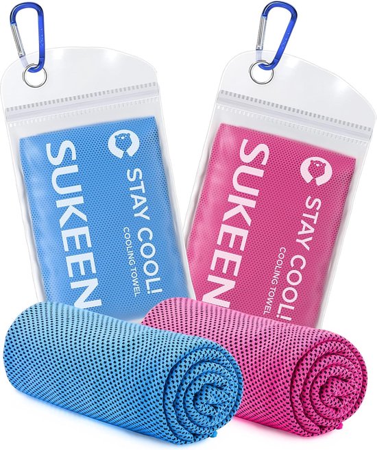 Verkoelende handdoek, set van 2 koelhanddoeken, coole handdoeken, gymhanddoek, ijshanddoek, koelhanddoek, hals, verkoelende handdoek, microvezel, verkoelende sporthanddoek voor yoga, strand van VER