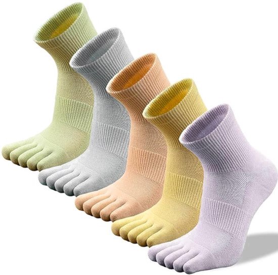 Verpakking van 5 paar - Sokken met vijf tenen - Sokken met gesplitste tenen - Gladde teennaad - Casual sokken - Ademend en comfortabel - Geschikt voor hardlopen, yoga en wandelen - Maten 36-41