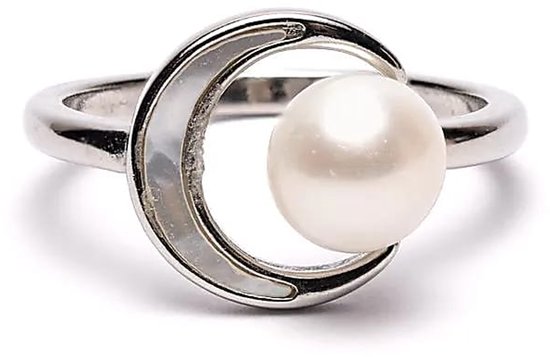 Verstelbare Ring Met Parel En Maan - ±2 Cm Verpakking Van 2 St - ±2 cm package of 2 pcs van Merkloos