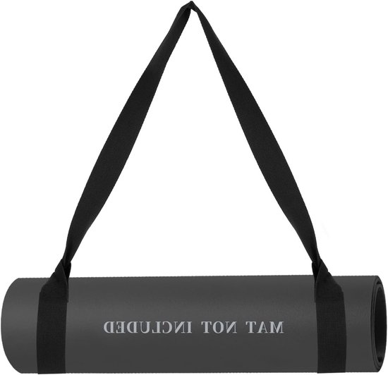 Verstelbare Yoga Mat met Draagriem, Geschikt voor Pilates en Fitness, Zwart, 152 x 4 cm, Perfect voor Thuis en in de Sportschool