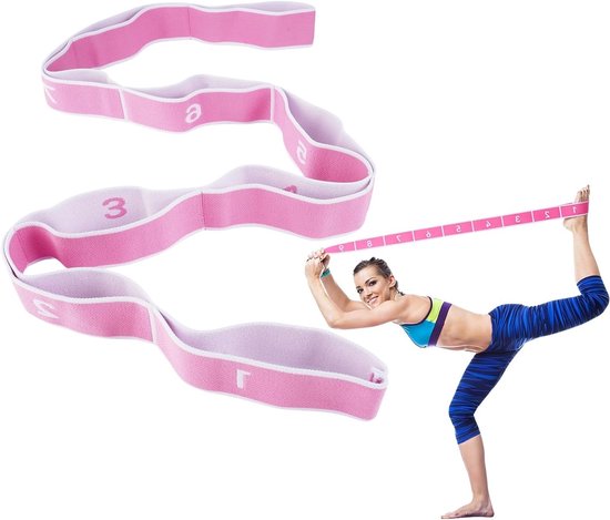 Verstelbare Yoga Stretch Band met 9 Lussen, Ideaal voor Pilates, Dans en Training, Hoogwaardige Elastische Gymnastiekband voor Effectieve Oefeningen van Omgoods