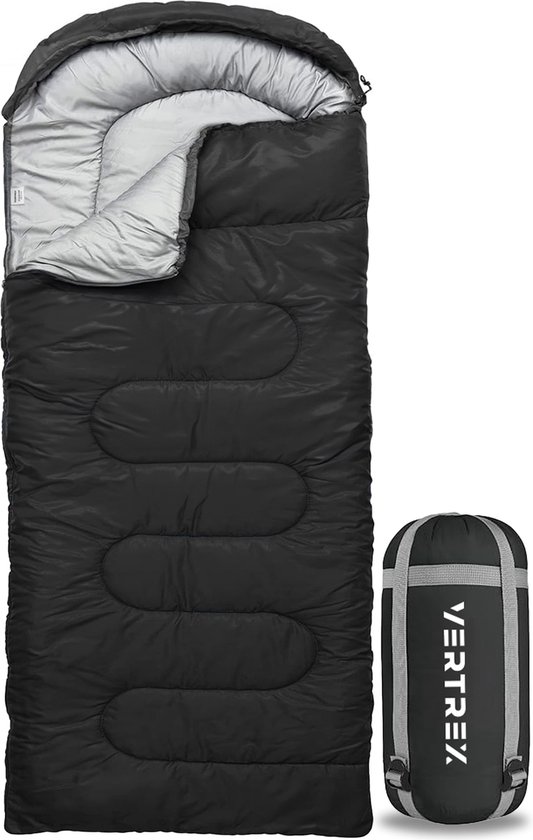 Vertrex Peak Comfort Mummy Slaapzak Extra Warm - Slaapzakken Volwassenen - Kamperen - Zwart van Vertrex