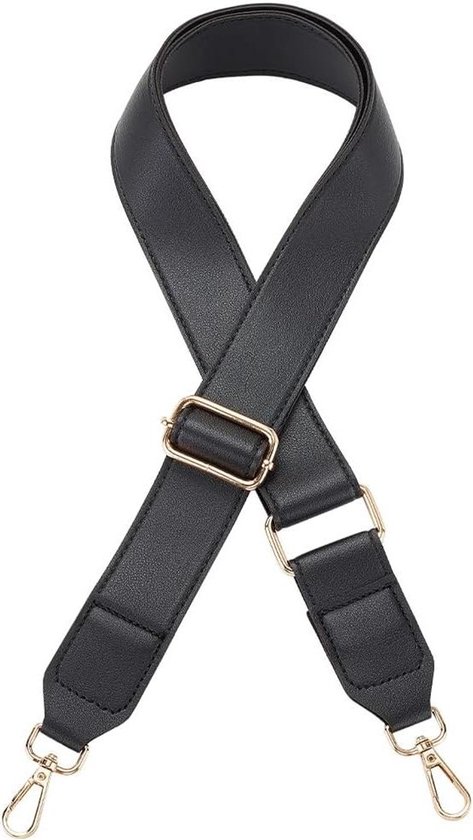 Vervangende leren schoudertasriem - Verstelbaar - Breedte 3,8 cm - Zwart - Duurzaam en stijlvol - Comfortabel dragen