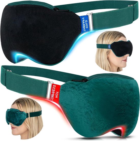 Verwarmd Oogmasker - Koud Kompres Geltherapie - Oogverzorging - Dubbele Therapie - 21 cm breed - Zwart