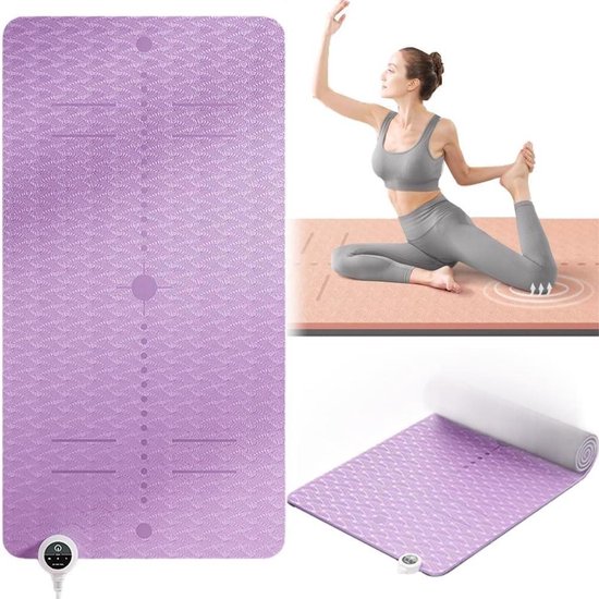 Verwarmde Yogamat - Oefenmat Fitness - Comfortabel Trainen - Instelbare Temperatuur - 183x68 cm - Paars