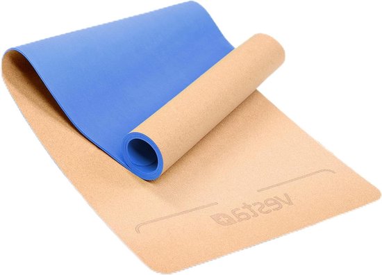 Vesta+ Yogamat van natuurlijk rubber - duurzaam en antislip - fitness-app en kurk yogamat van Merkloos