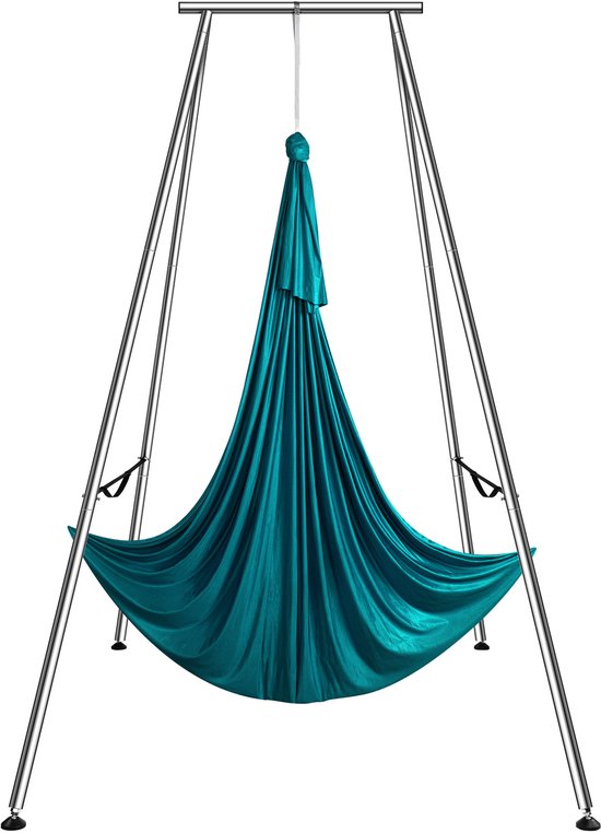 VEVOR Aerial Yoga-Hangmat met Yogaframe 6 X 2,6 M, Groen Yogaschommel Air Flying, Yogaschommel Hangmatschommel 250 Kg Max. Draagvermogen, Inclusief Yogasokken en Voetkussens, Anti-Zwaartekrachtoefeningen van Merkloos