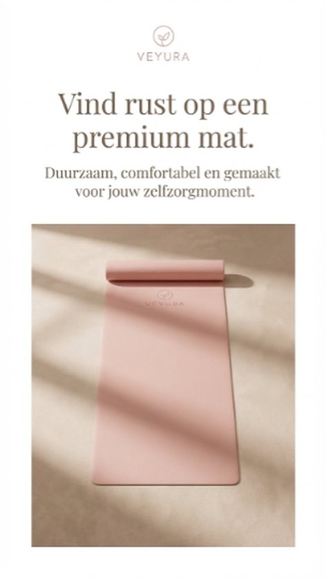 Veyura - Eco Yogamat - 186cm x 61 cm x 0,6 cm - Anti slip - Roze/Grijs - TPE Yogamat - Fitness Mat - Pilates Mat - Trainingsmat van Merkloos