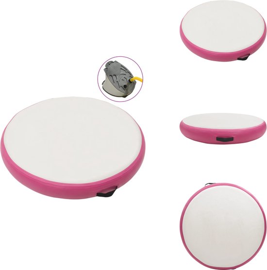 vidaXL Gymnastiekmat - Gymnastiekmatten - Sportmat - Sportmatten - Gymnastiekmat met pomp opblaasbaar 100x100x15 cm PVC roze van Merkloos