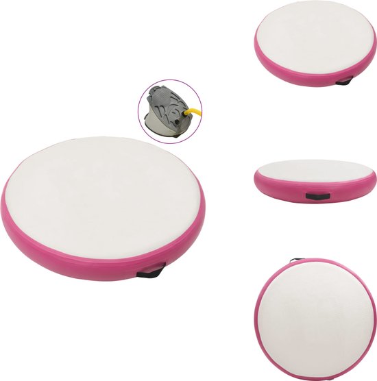 vidaXL Gymnastiekmat - Gymnastiekmatten - Sportmat - Sportmatten - Gymnastiekmat met pomp opblaasbaar 100x100x20 cm PVC roze