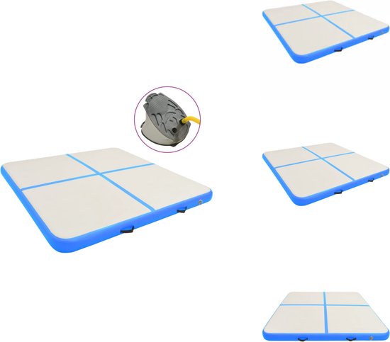 vidaXL Gymnastiekmat - Gymnastiekmatten - Sportmat - Sportmatten - Gymnastiekmat met pomp opblaasbaar 200x200x15 cm PVC blauw van Merkloos