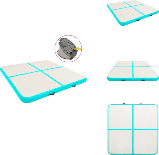 vidaXL Gymnastiekmat - Gymnastiekmatten - Sportmat - Sportmatten - Gymnastiekmat met pomp opblaasbaar 200x200x20 cm PVC groen