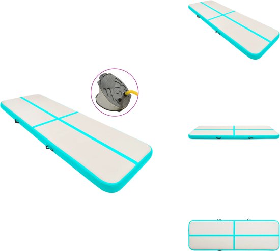 vidaXL Gymnastiekmat - Gymnastiekmatten - Sportmat - Sportmatten - Gymnastiekmat met pomp opblaasbaar 300x100x15 cm PVC groen van VidaXL