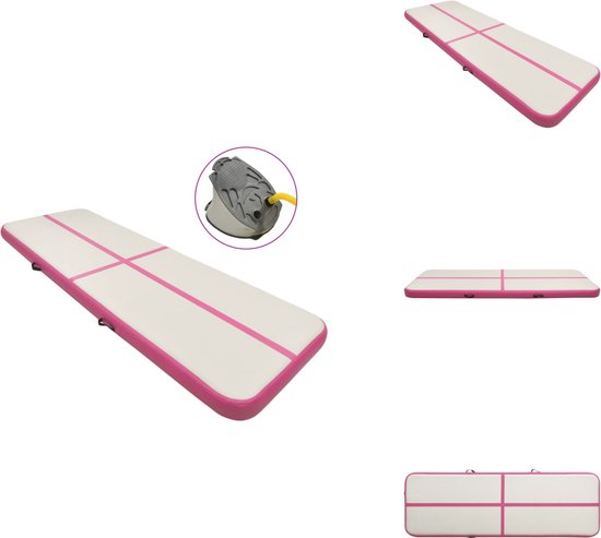 vidaXL Gymnastiekmat - Gymnastiekmatten - Sportmat - Sportmatten - Gymnastiekmat met pomp opblaasbaar 300x100x20 cm PVC roze